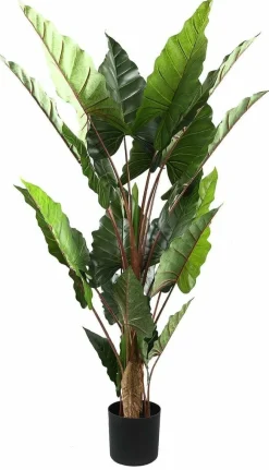 PTMD Kunstplant groen blad in zwarte pot - 170 cm hoog New