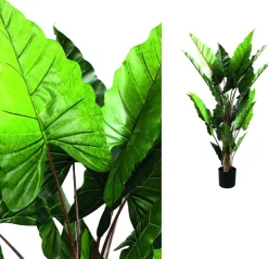 PTMD Kunstplant groen blad in zwarte pot - 170 cm hoog New