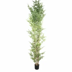 PTMD Kunstplant Leaves Plant green bamboo natural in pot - 240 cm hoog New