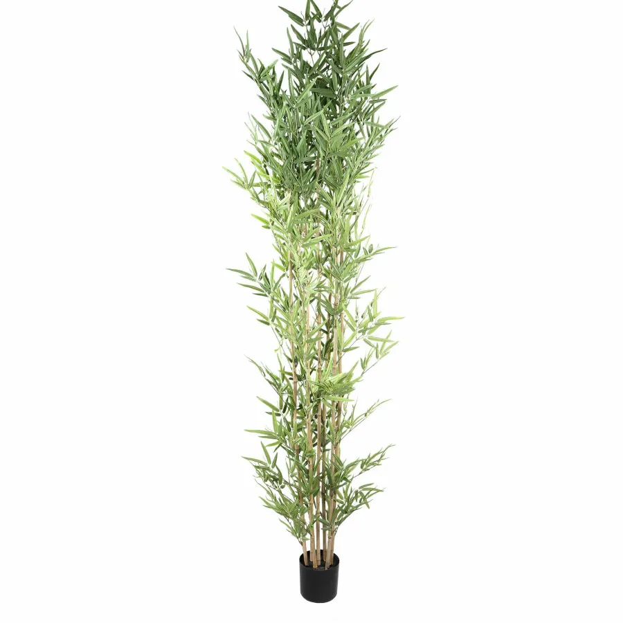 PTMD Kunstplant Leaves Plant green bamboo natural in pot - 240 cm hoog New