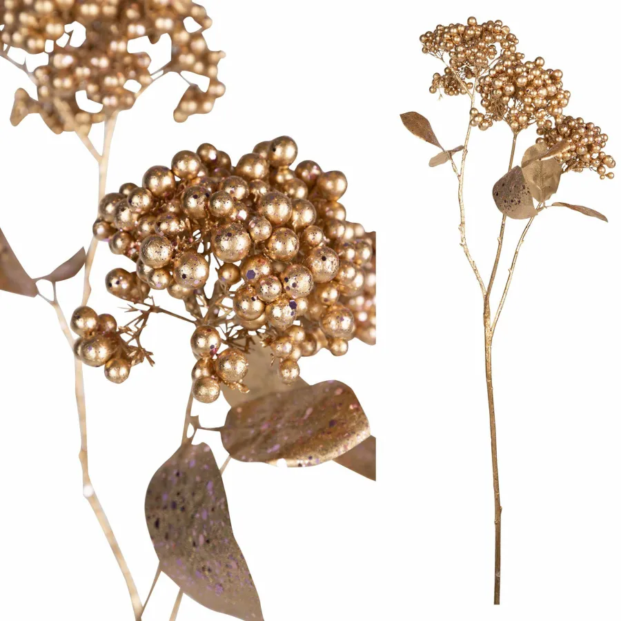 PTMD Kunsttak Berry Plant rose gold glitter berry spray Outlet