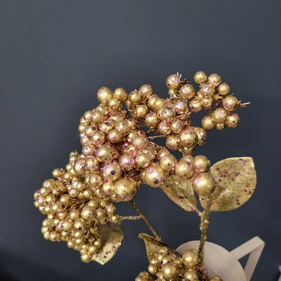 PTMD Kunsttak Berry Plant rose gold glitter berry spray Outlet