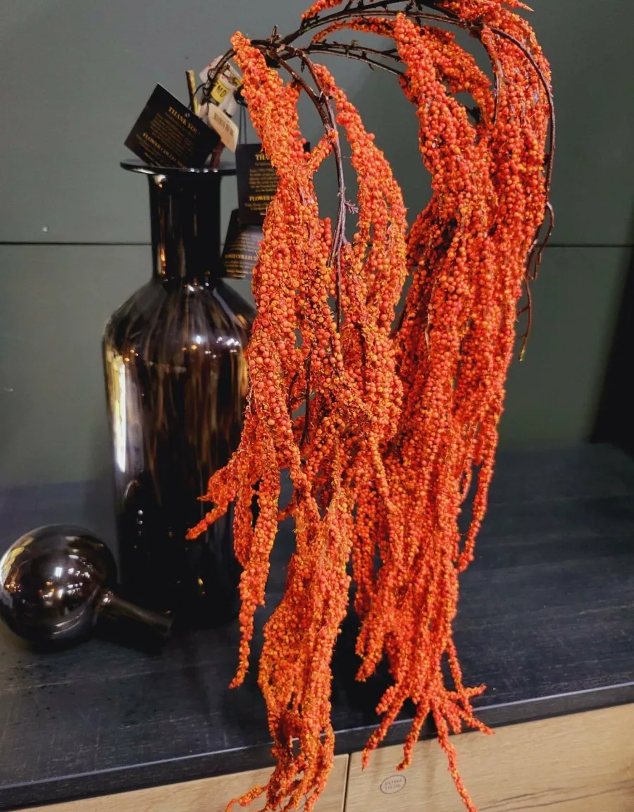PTMD Kunsttak Twig Plant orange amaranthus hanging spray