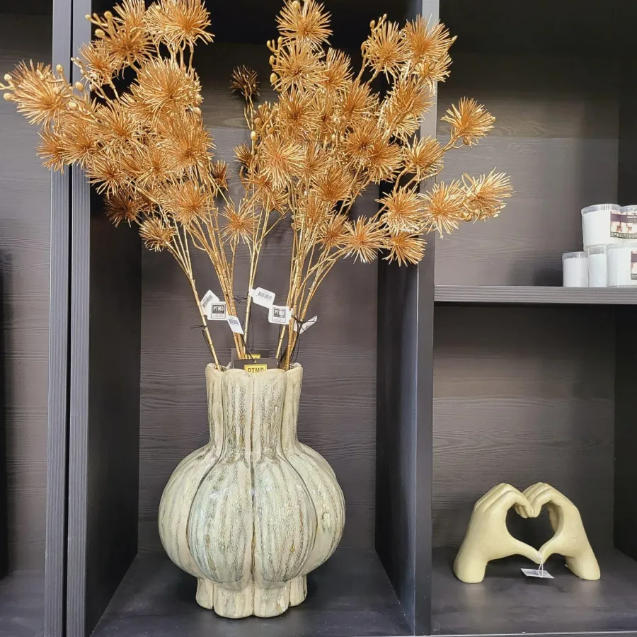 PTMD Kunsttak Twig Plant gold metallic pine spray Hot