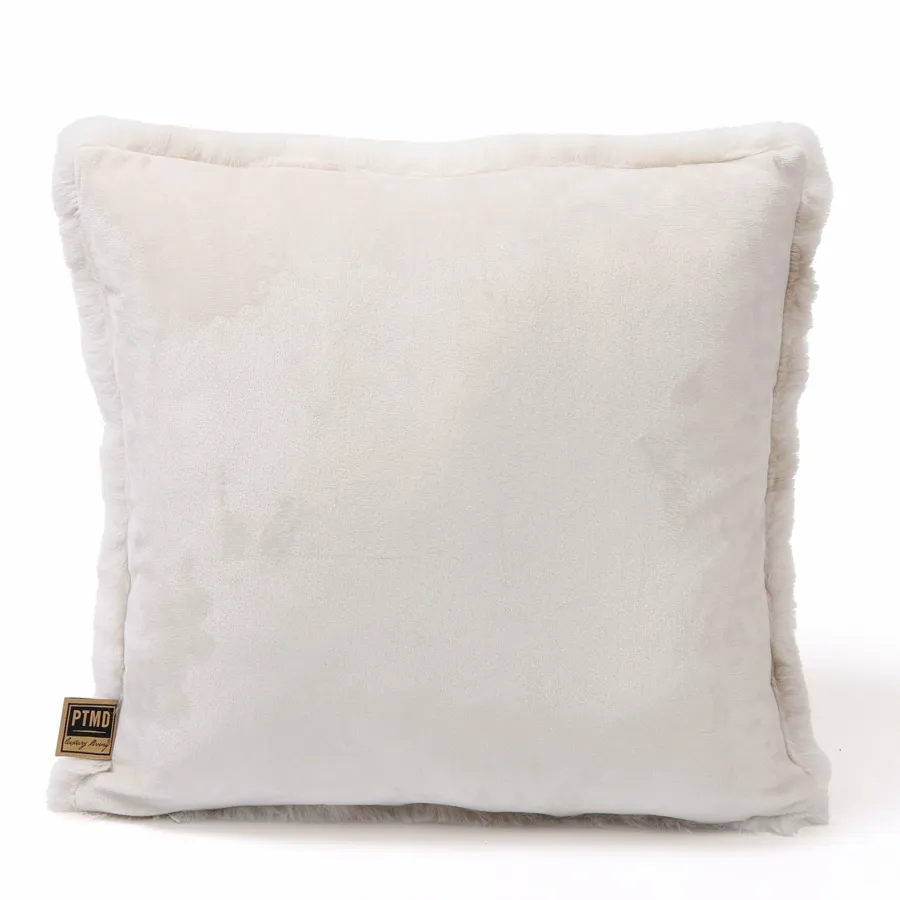 PTMD Kussen Linde Offwhite faux fur square S Clearance
