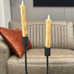 PTMD LED Dinerkaars rustiek goud beweegbare vlam 2 stuks - kort model Online