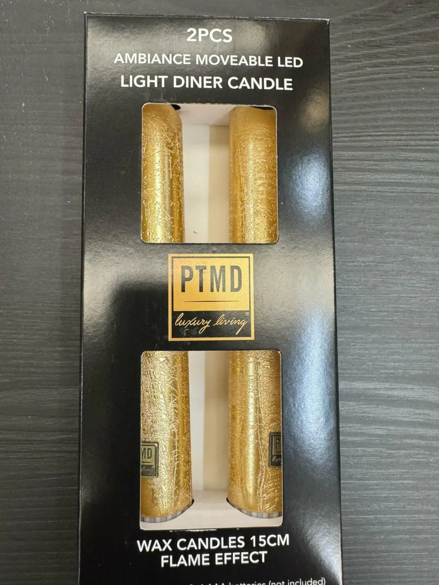 PTMD LED Dinerkaars rustiek goud beweegbare vlam 2 stuks - kort model Online