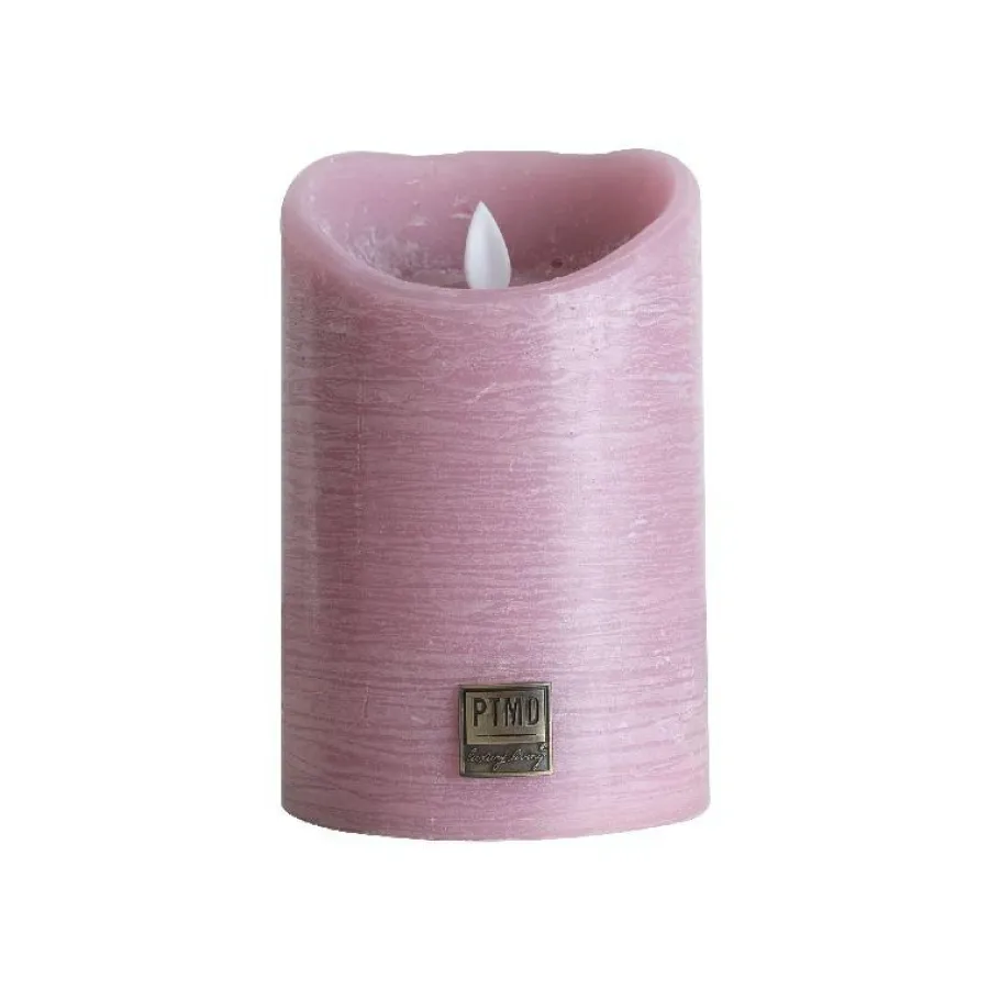 PTMD LED Licht Kaars rustiek roze met beweegbare vlam M Discount