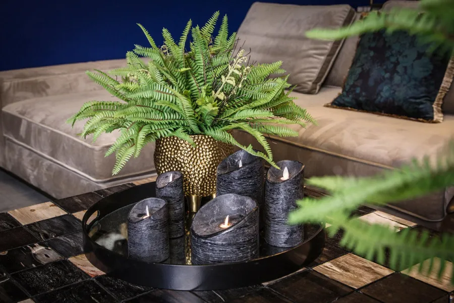 PTMD LED Licht Kaars rustic zwart met beweegbare vlam Clearance