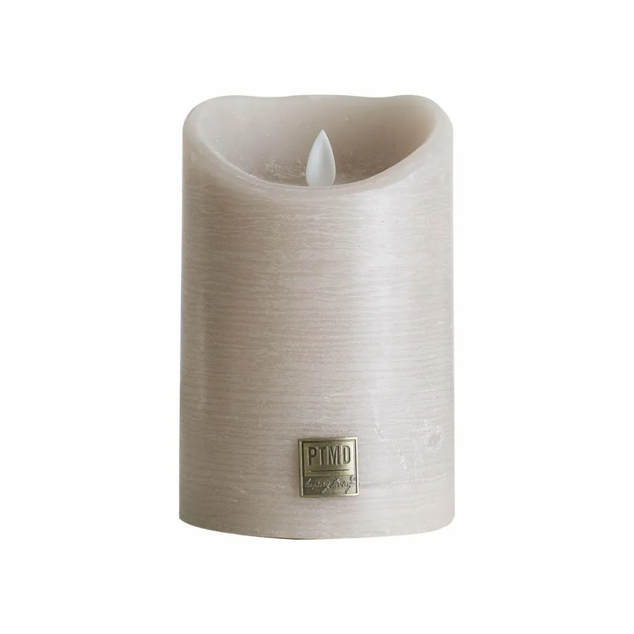 PTMD LED Licht Kaars rustiek beige met beweegbare vlam - Diverse afmetingen Sale