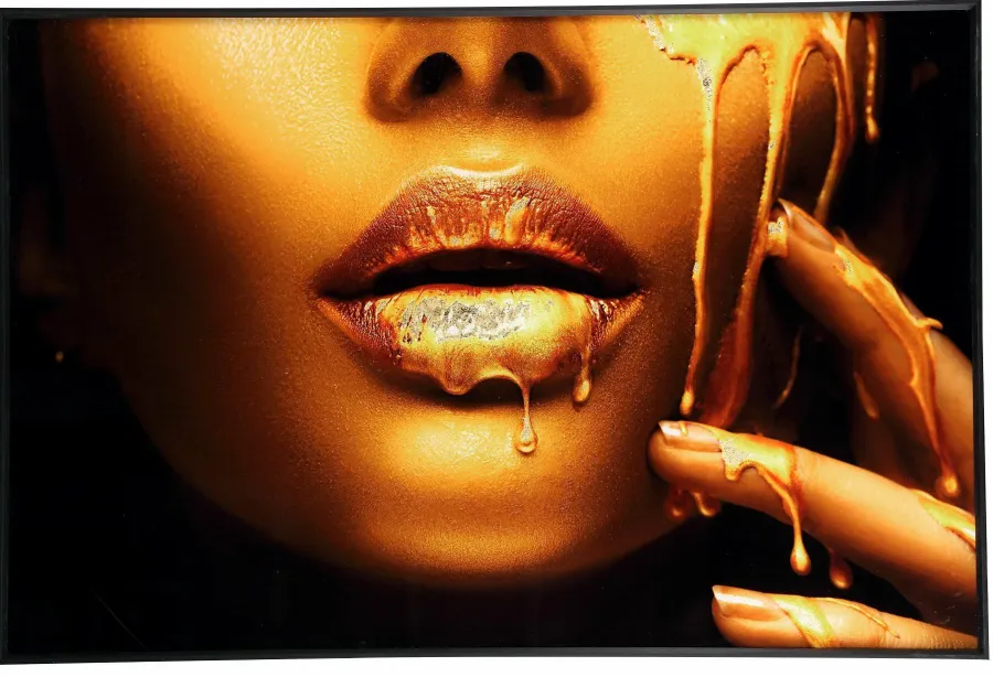 PTMD Melani Glass schilderij foto vrouw gouden gezicht Online