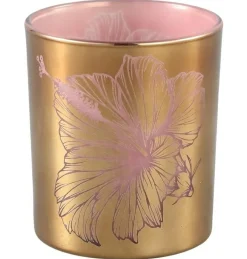 PTMD Melody Goud glazen theelicht roze bloem New