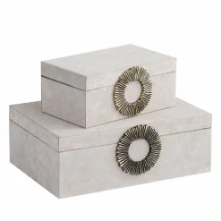 PTMD Opbergbox Hazael Beige suede set van 2 Hot