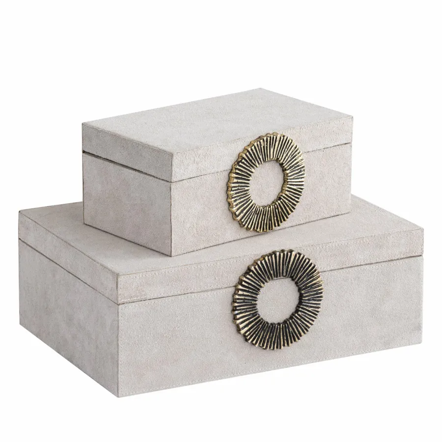 PTMD Opbergbox Hazael Beige suede set van 2 Hot