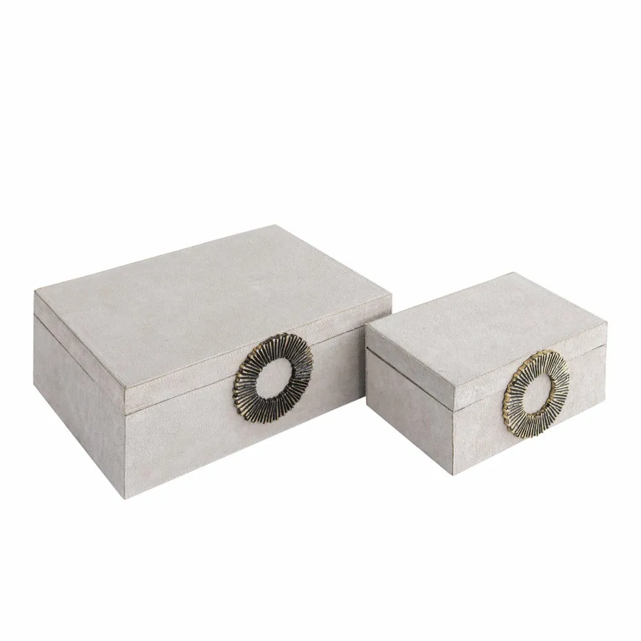 PTMD Opbergbox Hazael Beige suede set van 2 Hot