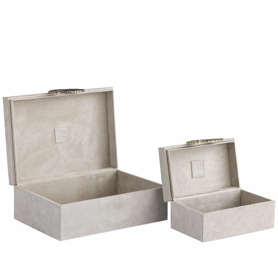PTMD Opbergbox Hazael Beige suede set van 2 Hot