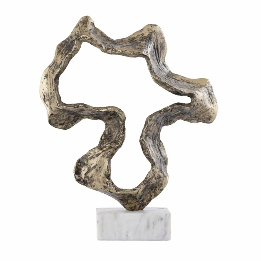 PTMD Ornament Maryan Brass aluminium op marmeren voet S Sale