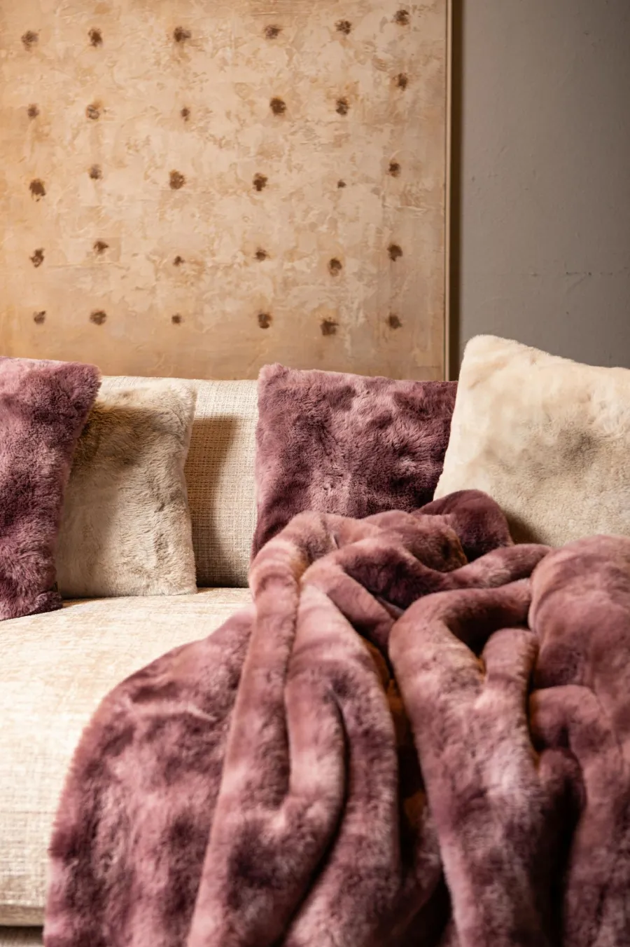 PTMD Plaid Linde Burgundy faux fur in giftbox Online