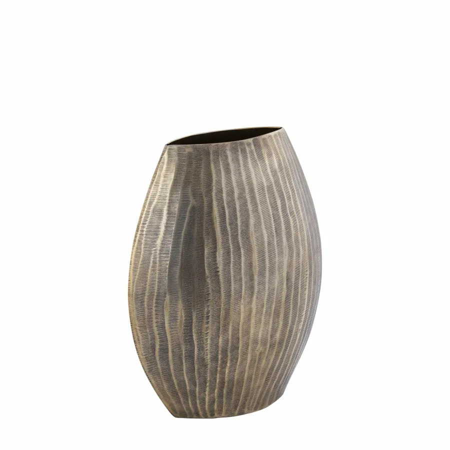 PTMD Pot Jowad Antique Gold alu sheet pot rib hoog ovaal S Sale
