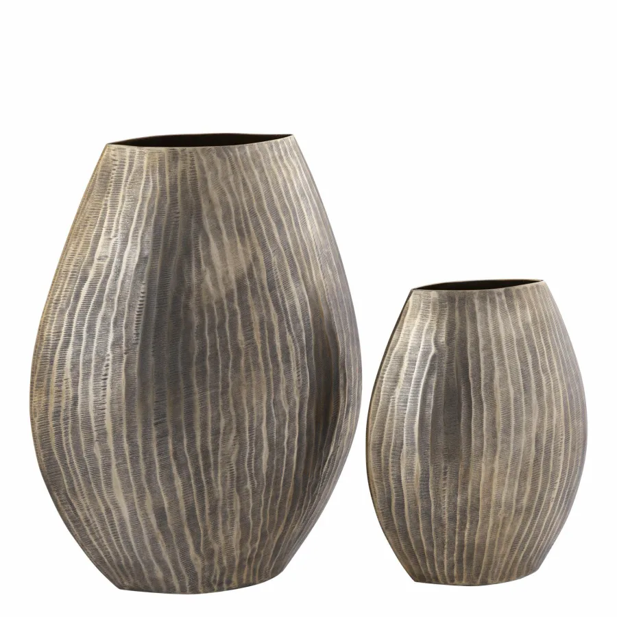 PTMD Pot Jowad Antique Gold alu sheet pot rib hoog ovaal S Sale