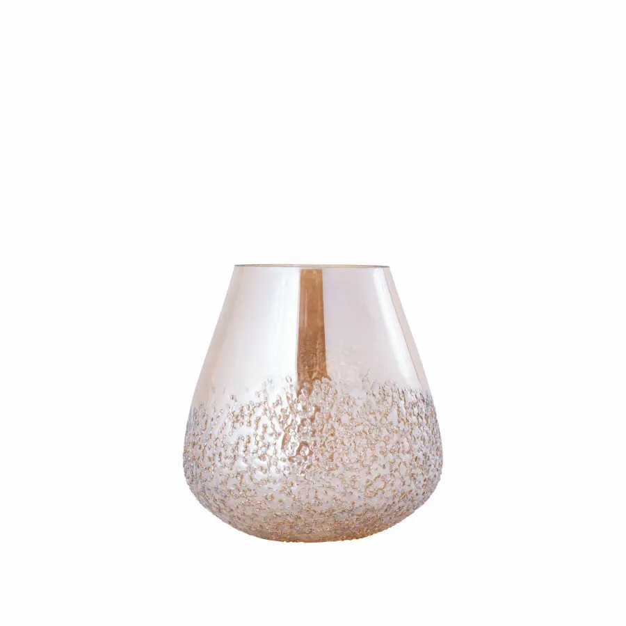 PTMD Ameara Amber Glas Rond Taps Windlicht S – Handgemaakt Sfeerglas Ø16 cm