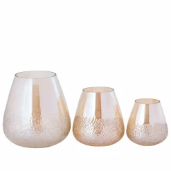 PTMD Ameara Amber Glas Rond Taps Windlicht S – Handgemaakt Sfeerglas Ø16 cm