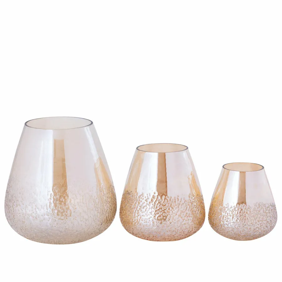 PTMD Ameara Amber Glas Rond Taps Windlicht S – Handgemaakt Sfeerglas Ø16 cm