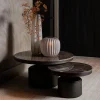 PTMD Salontafel Bregt hoog Ø 90 cm bruin marmer met grijs onderstel Sale