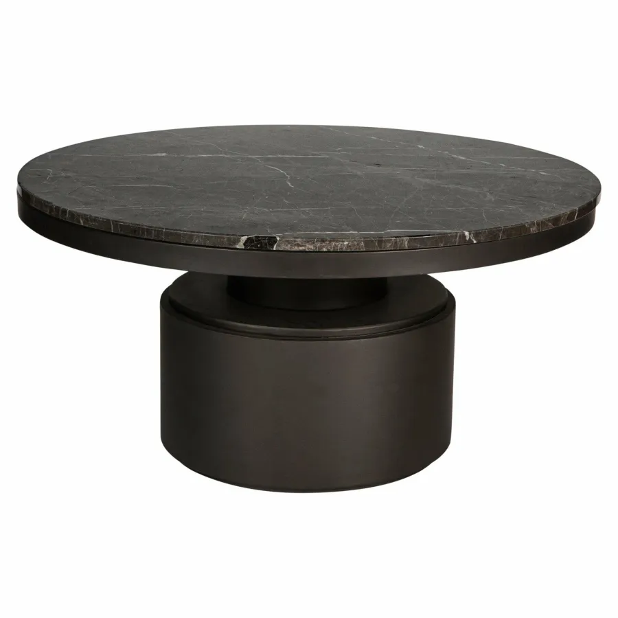 PTMD Salontafel Bregt hoog Ø 90 cm bruin marmer met grijs onderstel Sale