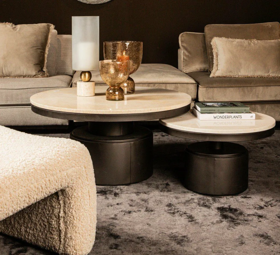 PTMD Salontafel Bregt laag Ø 90 beige marmer Best