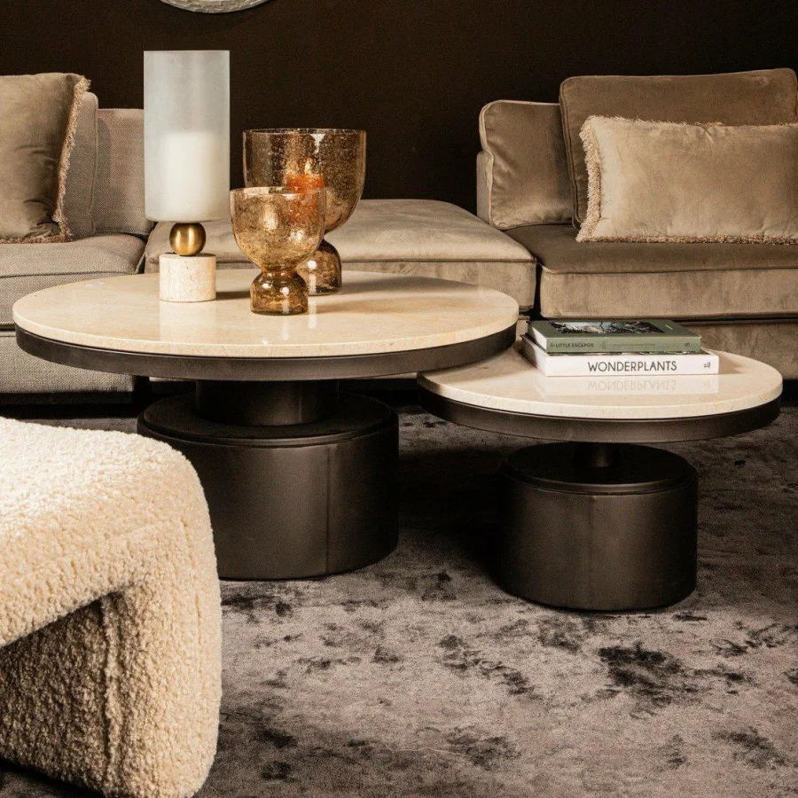 PTMD Salontafel Bregt laag Ø 60 beige marmer New