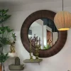PTMD Spiegel Gezzy Natural wooden curl frame rond Outlet