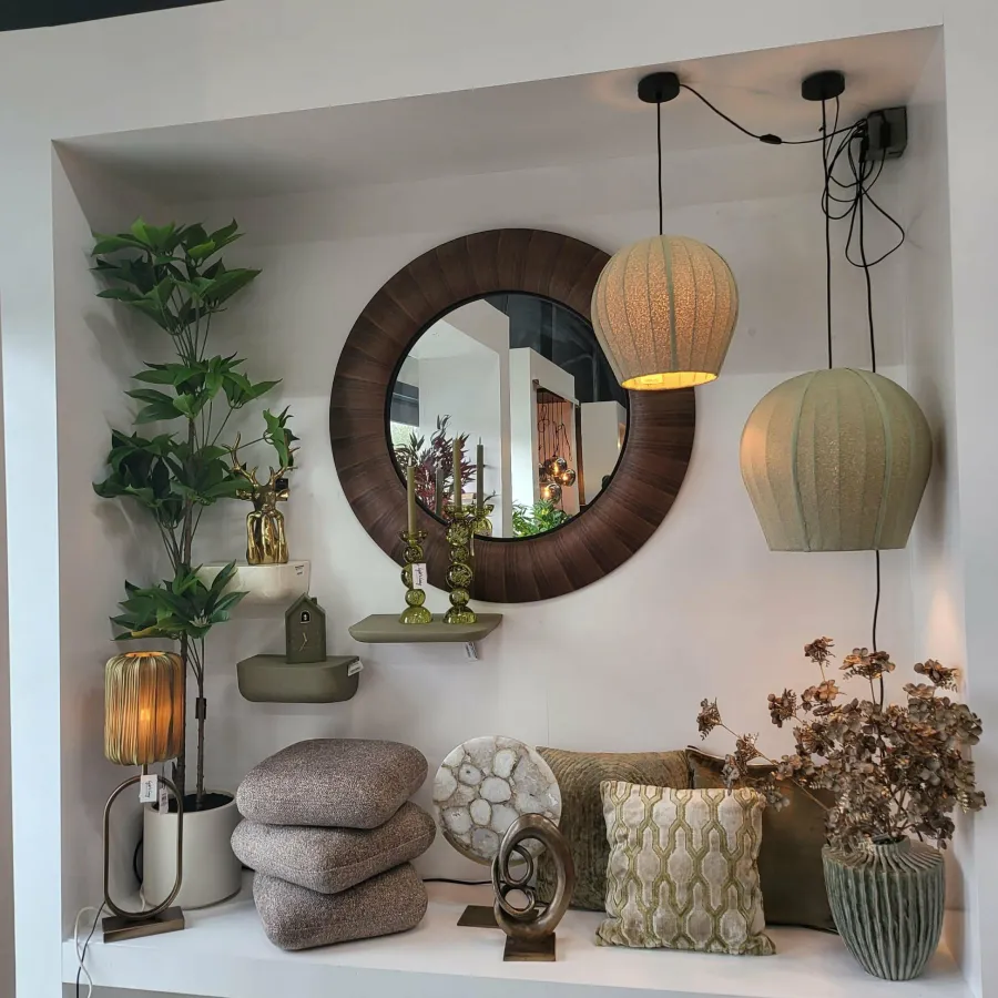 PTMD Spiegel Gezzy Natural wooden curl frame rond Outlet