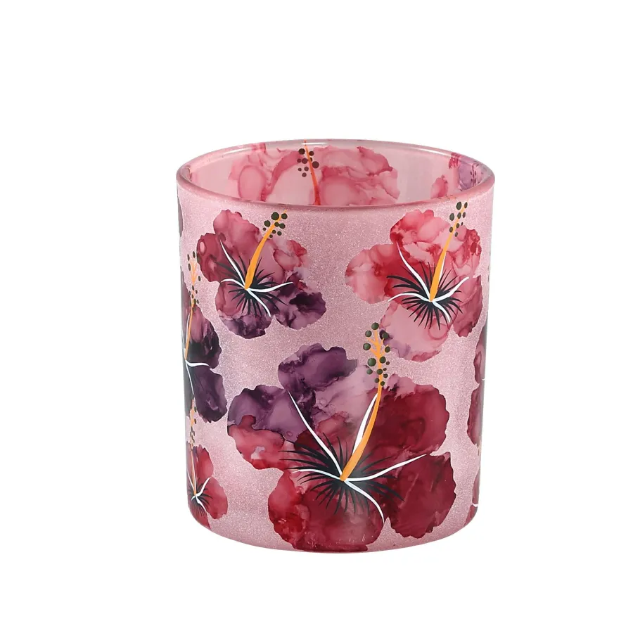 PTMD Theelicht Denise Roze glazen hibiscus bloemen Sale