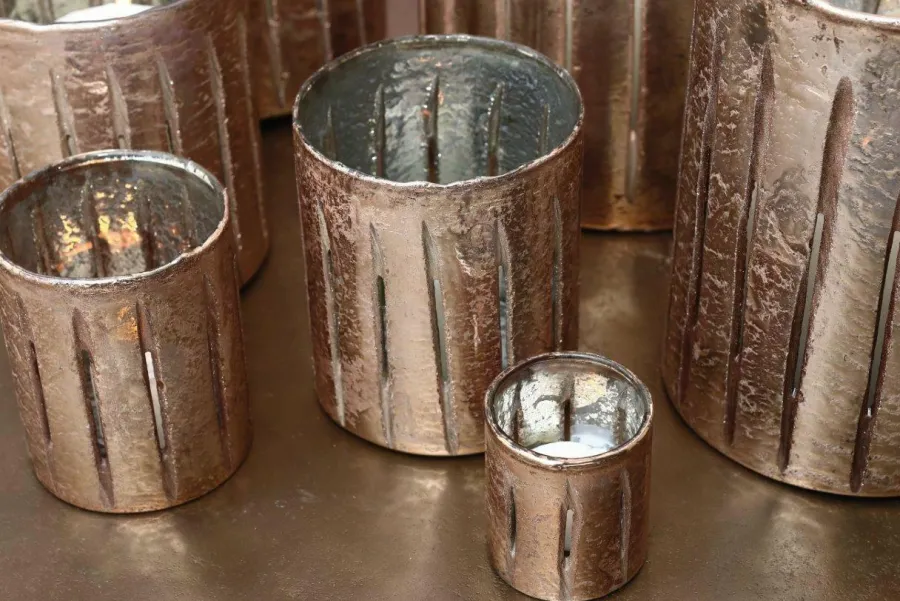 PTMD Theelicht Lisa Rose goud glas - Diverse afmetingen New