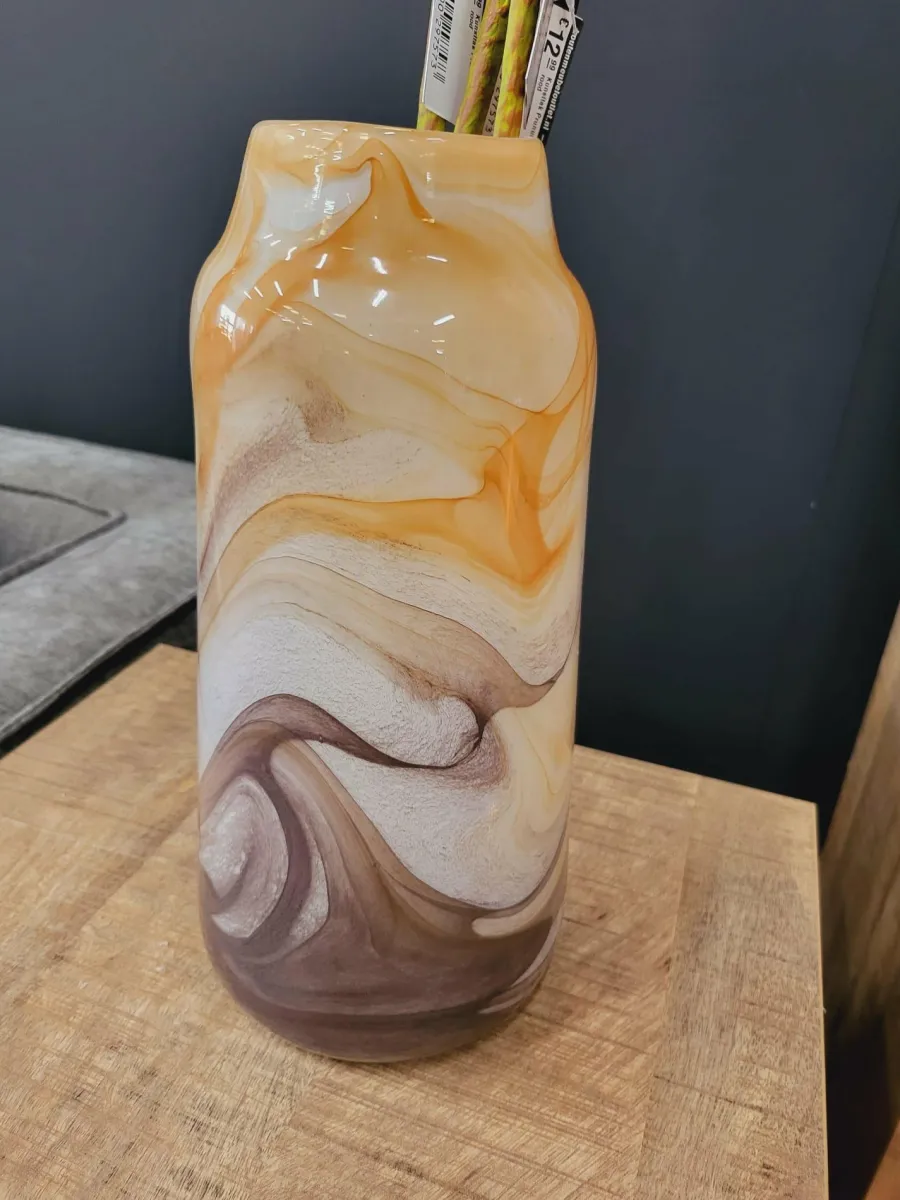 PTMD Vaas Evodie oranje met rode marmeren effect M Outlet