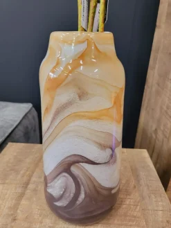 PTMD Vaas Evodie oranje met rode marmeren effect M Outlet