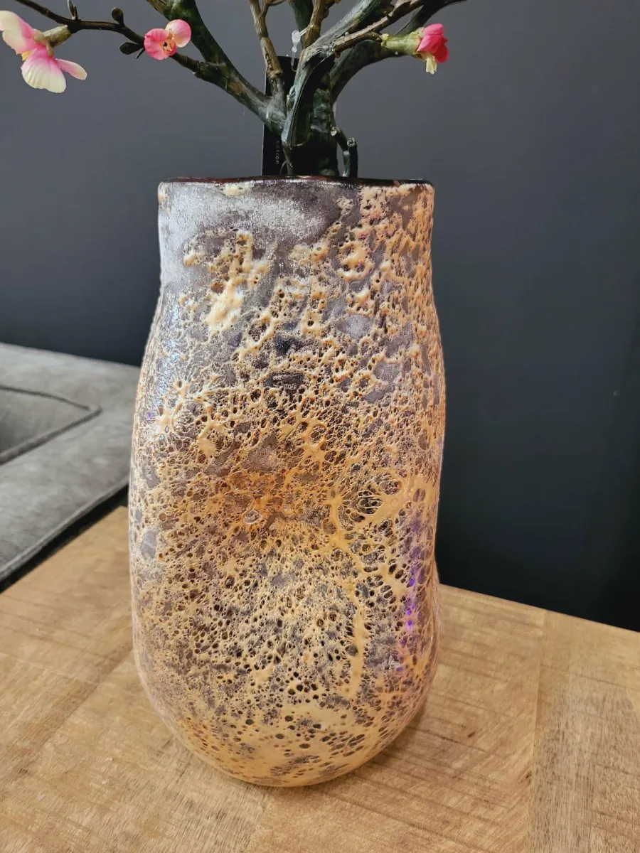 PTMD Vaas Xamery rood dik glas vase bubble waves L Online