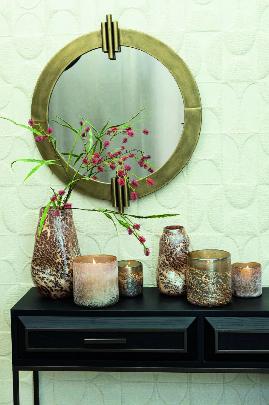 PTMD Vaas Xamery rood dik glas vase bubble waves L Online