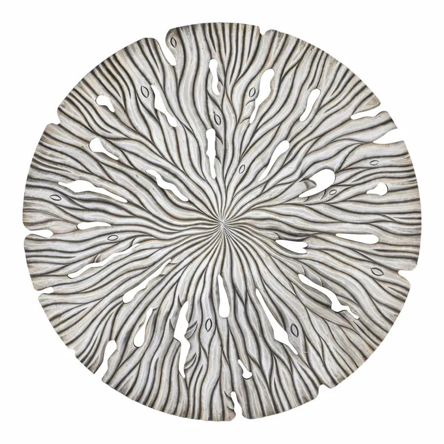 PTMD Wandornament Bonte Creme MDF Wavy rond L Hot