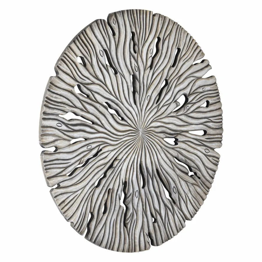 PTMD Wandornament Bonte Creme MDF Wavy rond L Hot