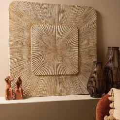 PTMD Wandornament Dishita Crème vierkant mdf M Clearance
