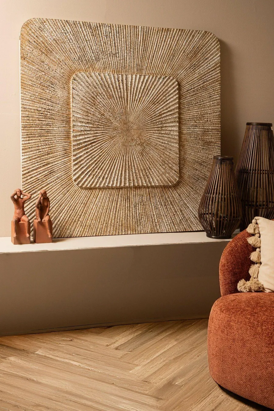 PTMD Wandornament Dishita Crème vierkant mdf M Clearance