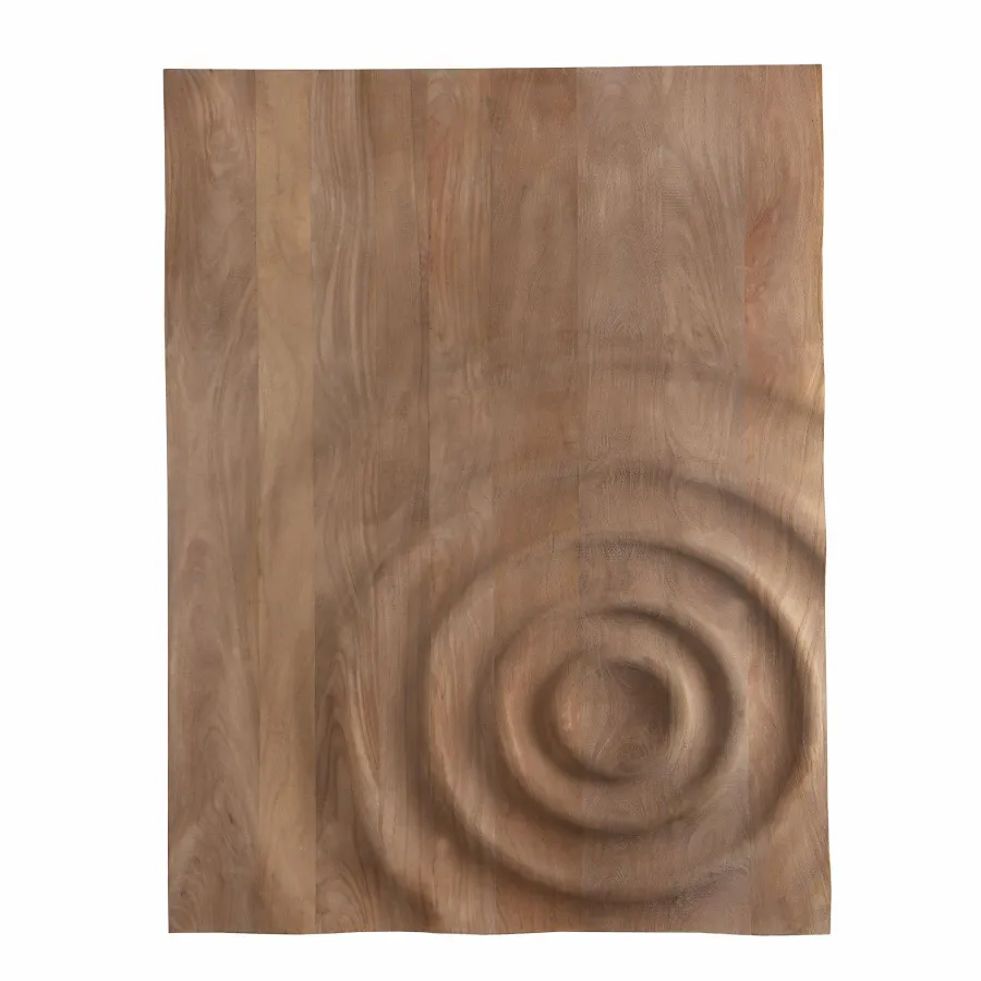 PTMD Wandornament Mattin lichtbruin mangohout rechthoekig met cirkels Best