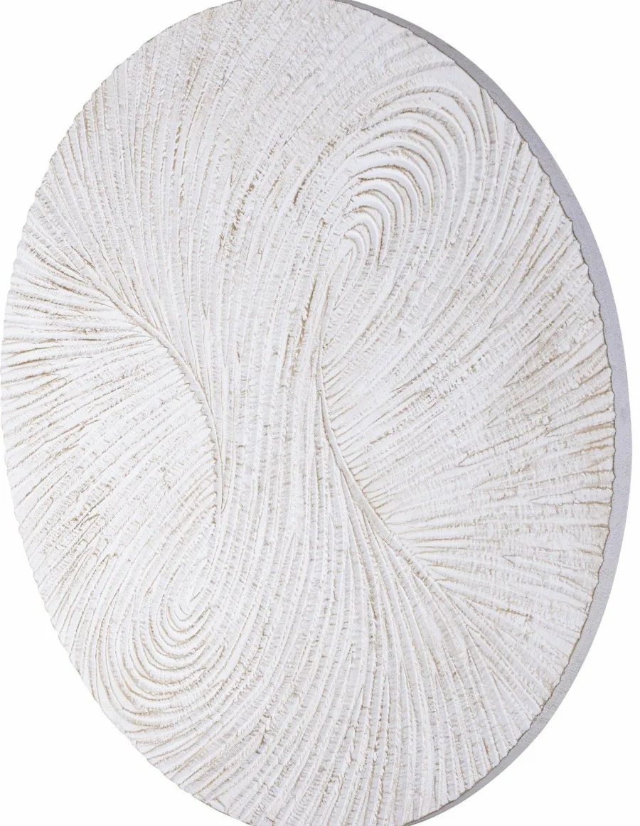 PTMD Wandornament Wiktor Wit MDF rond swirl carved S