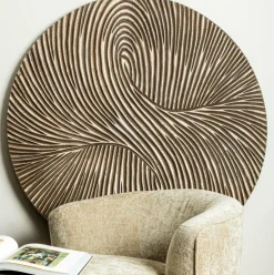 PTMD Wandornament Wiktor Bruin MDF rond swirl carved L Best