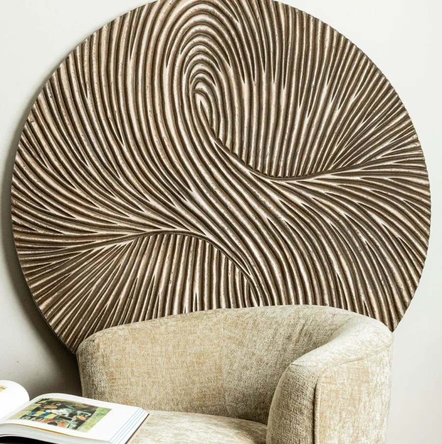 PTMD Wandornament Wiktor Bruin MDF rond swirl carved L Best
