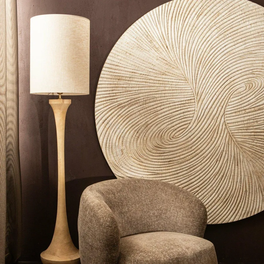 PTMD Wandornament Wiktor Wit MDF rond swirl carved XL Sale