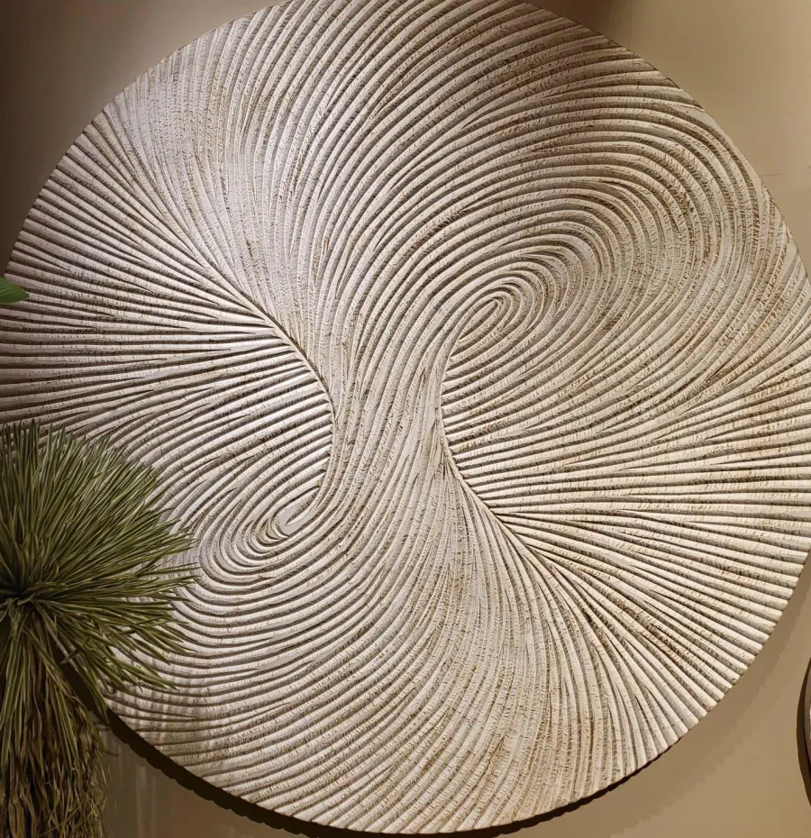 PTMD Wandornament Wiktor Wit MDF rond swirl carved XL Sale