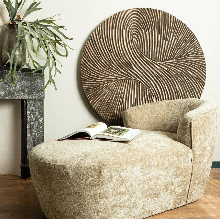 PTMD Wandornament Wiktor bruin MDF rond swirl carved S Best